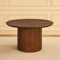 Karlen Wooden Round Table – Contemporary Fluted Base Design