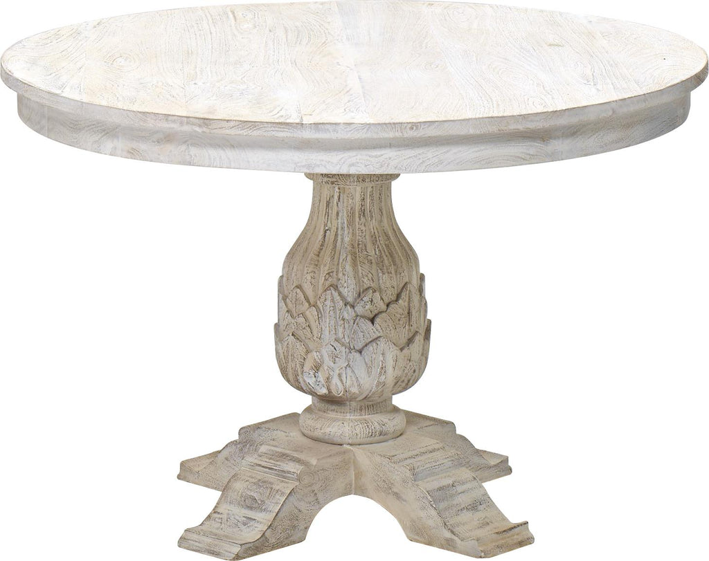 Buy Wdn. Hand Carved White Wash Dining Table Online in India at Best Price