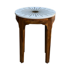 Wdn. / Marble Top End Table